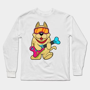 Dog as Musican with Guitar Long Sleeve T-Shirt